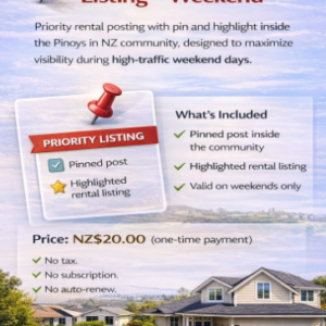 PRIORITY RENTAL LISTING – WEEKEND